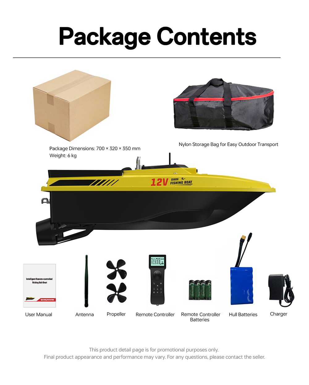 OKEEVAN D80E GPS-Futterboot mit Fernbedienung, zwei 795-Motoren, bis zu 4 m/s Geschwindigkeit, 3 kg Zugkraft, 3 kg Futterbehälter, GPS- und Beidou-Positionierung, 500 m Reichweite der Fernbedienung, Wassertiefen- und Temperaturerkennung, automatische Rückkehr, Tempomat – Gelb