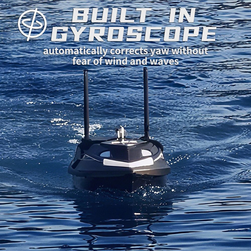 LOKEEVAN V802 Pro Smart GPS Fishing Bait Boat, GPS + Beidou Navigation, 160 Waypoints, 3kg Bait Hopper, 4 Independent Bait Hoppers, 500m Long Range Remote Control, Dual Battery Support, Auto Cruise & Return - Black