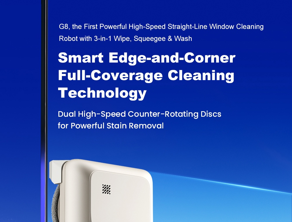 Liectroux G8 Window Cleaning Robot, 3000Pa Suction, 55N Downforce, Dry & Wet Mop, 3-in-1 Spray, Wipe & Squeegee Cleaning, 120mL Water Tank, App & Remote Control, 2-Way Water Spray, Bionic Edge & Corner Cleaning