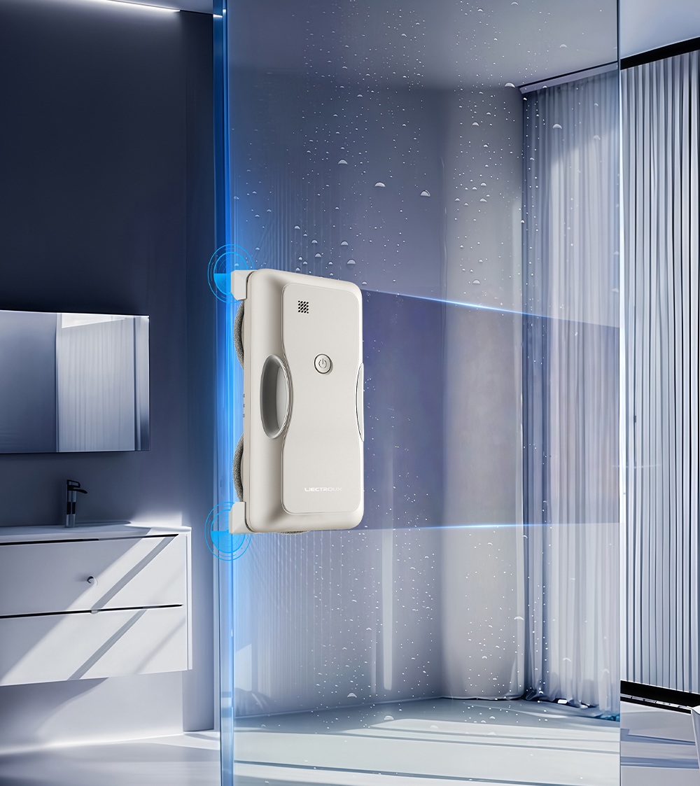 Liectroux G8 Window Cleaning Robot, 3000Pa Suction, 55N Downforce, Dry & Wet Mop, 3-in-1 Spray, Wipe & Squeegee Cleaning, 120mL Water Tank, App & Remote Control, 2-Way Water Spray, Bionic Edge & Corner Cleaning