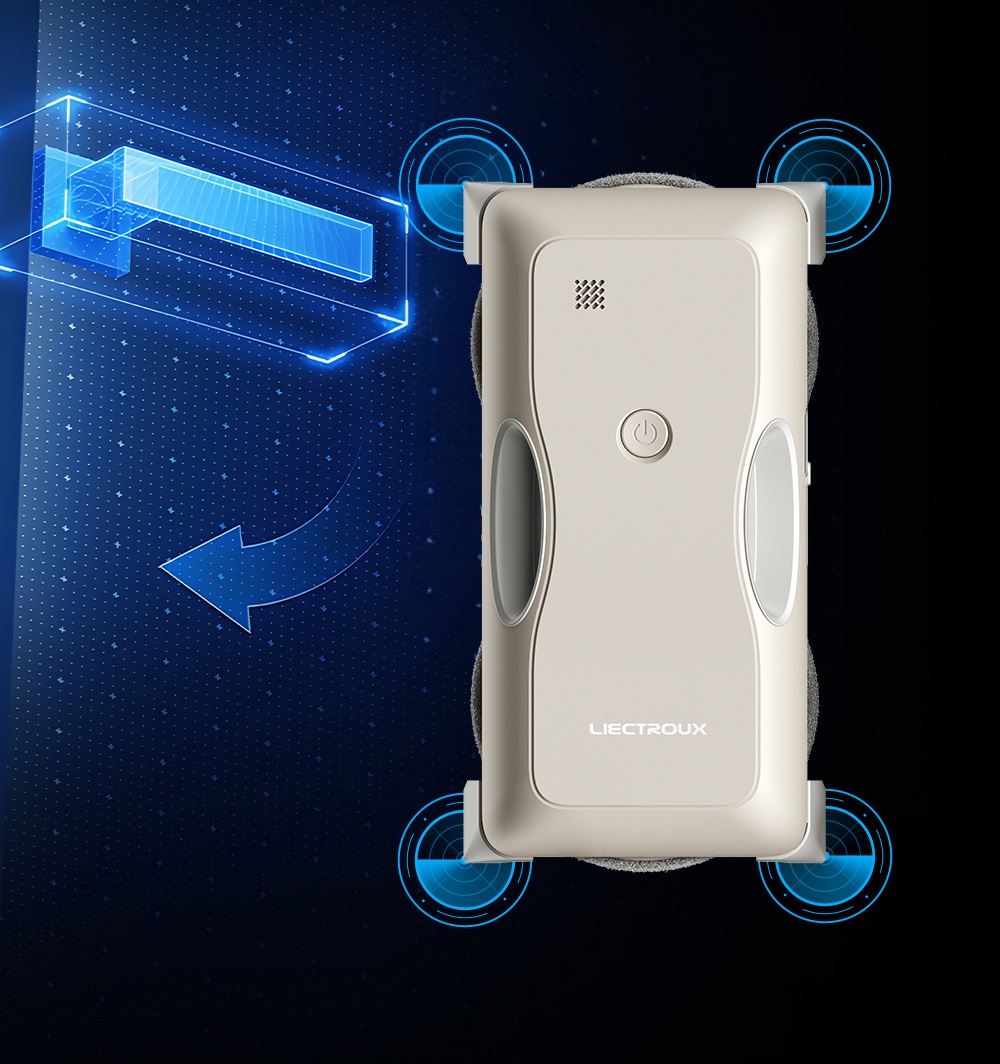 Liectroux G8 Window Cleaning Robot, 3000Pa Suction, 55N Downforce, Dry & Wet Mop, 3-in-1 Spray, Wipe & Squeegee Cleaning, 120mL Water Tank, App & Remote Control, 2-Way Water Spray, Bionic Edge & Corner Cleaning