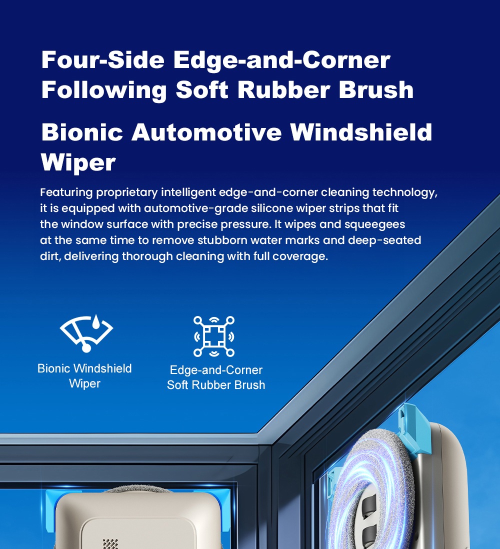 Liectroux G8 Window Cleaning Robot, 3000Pa Suction, 55N Downforce, Dry & Wet Mop, 3-in-1 Spray, Wipe & Squeegee Cleaning, 120mL Water Tank, App & Remote Control, 2-Way Water Spray, Bionic Edge & Corner Cleaning