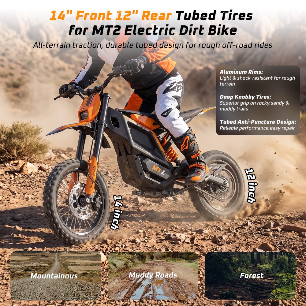 MT2 Electric Motorcycle, 3000W Peak Motor, 48V 22.5Ah Removable Battery, 220N·m Torque, 60km/h Max Speed, Up to 72km Range, 58% Climbing Grade, Dual Hydraulic Disc Brakes, Front & Rear Hydraulic Suspension, NFC Unlock - Orange