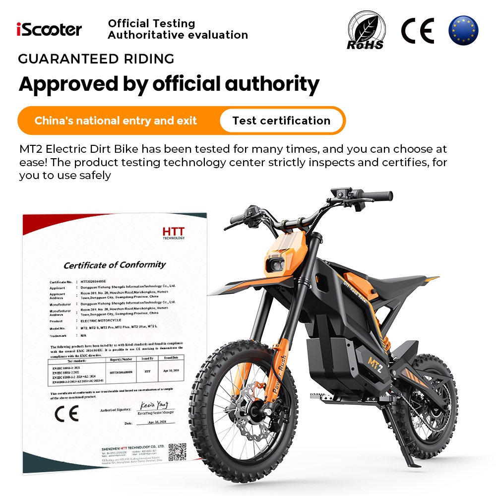 MT2 Electric Motorcycle, 3000W Peak Motor, 48V 22.5Ah Removable Battery, 220N·m Torque, 60km/h Max Speed, Up to 72km Range, 58% Climbing Grade, Dual Hydraulic Disc Brakes, Front & Rear Hydraulic Suspension, NFC Unlock - Orange