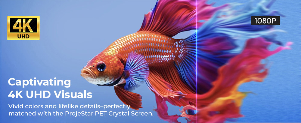 ProjeStar 120" Écran de projection, écran 4K UHD à ultra courte focale, PET Crystal ALR, rejet de 85 % de la lumière ambiante, gain de 0,6, 160 ° Grand angle de vision, rapport d'aspect 16:9, compatible 3D