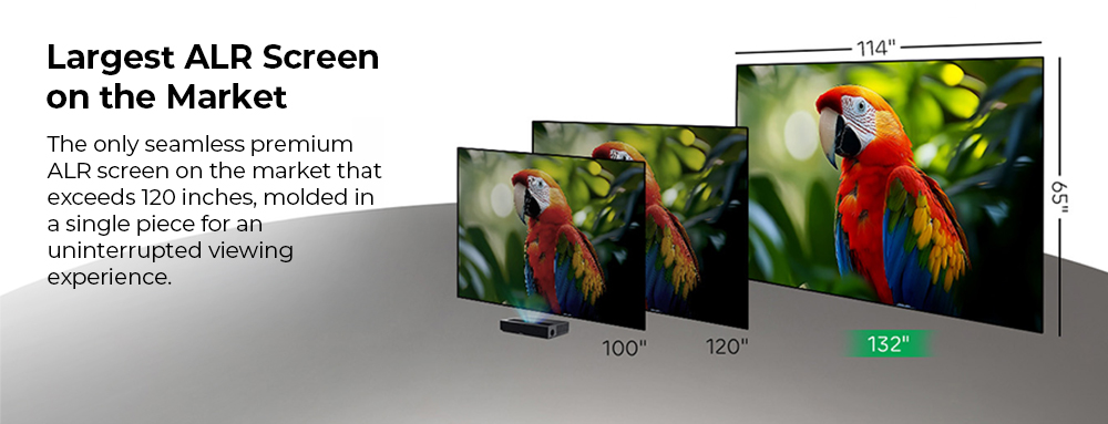 ProjeStar 132" Nahtloser ALR-Projektionsbildschirm, UST Ultra Short Throw CLR Lentikularbildschirm, 4K UHD, 95% Umgebungslicht-Unterdrückung, 170° Betrachtungswinkel, 3D-kompatibel
