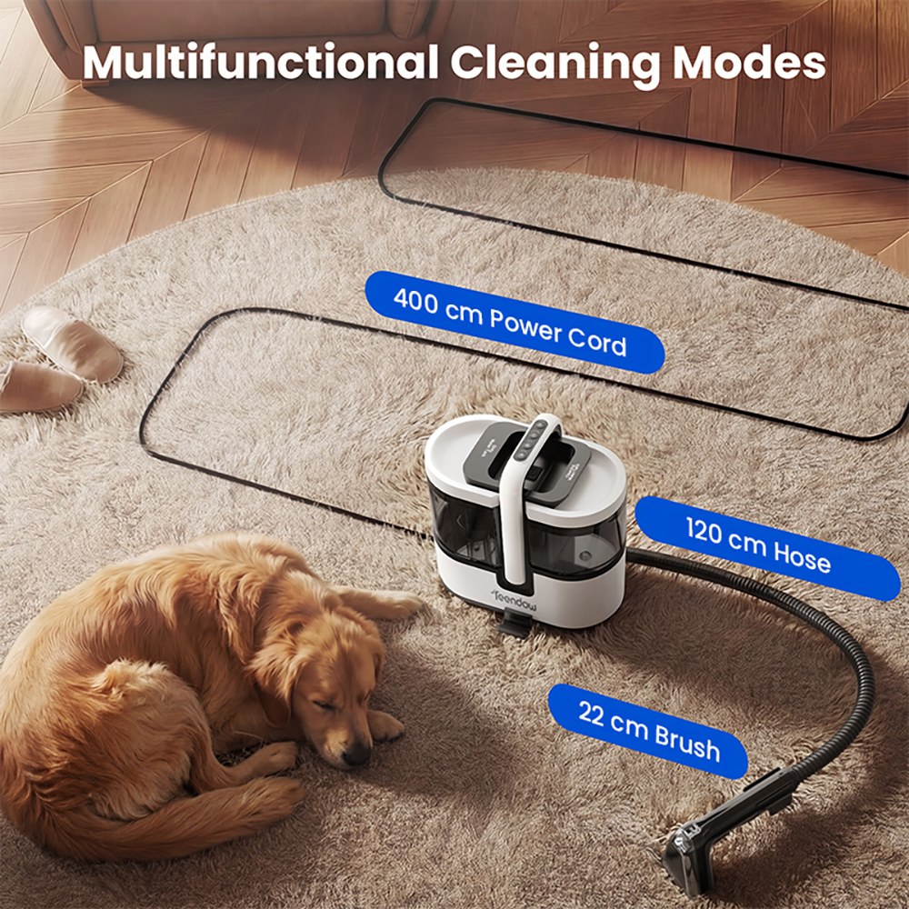 Teendow C7 Max Carpet Vacuum Cleaner, 1800W Power, 16kPa Suction, ≥100°C Steam, 4 Cleaning Modes, Spray, Scrub & Vacuum Cleaning, 1600mL/1500mL Dual Water Tanks