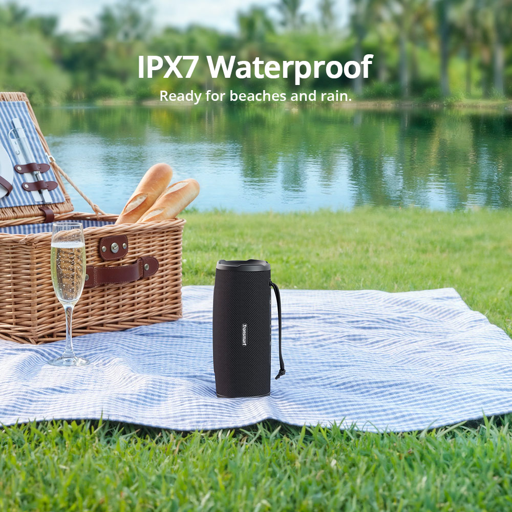 Tronsmart Mirtune C3 Plus Portable Outdoor Speaker, 50W Stereo Sound, Bluetooth 6.0, IPX7 Waterproof, Auracast™ Multi-Speaker Sync, Up to 12H Playtime, USB-C Charging - Black
