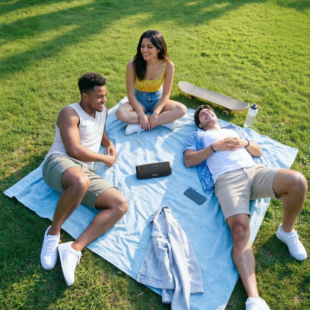 Tronsmart Mirtune C3 Plus Portable Outdoor Speaker, 50W Stereo Sound, Bluetooth 6.0, IPX7 Waterproof, Auracast™ Multi-Speaker Sync, Up to 12H Playtime, USB-C Charging - Black