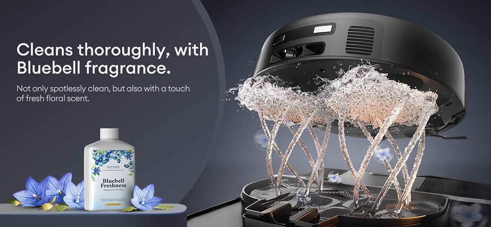Aspirateur et laveur robot Ultenic MX50, aspiration de 20 000 Pa, lavage automatique à l'eau chaude et séchage intelligent, vidage du bac à poussière sans intervention pendant 90 jours, navigation LiDAR, mémoire cartographique sur 5 niveaux, mode boost pour tapis, bac à poussière de 300 ml + réservoir d'eau de 55 ml, autonomie de 160 minutes