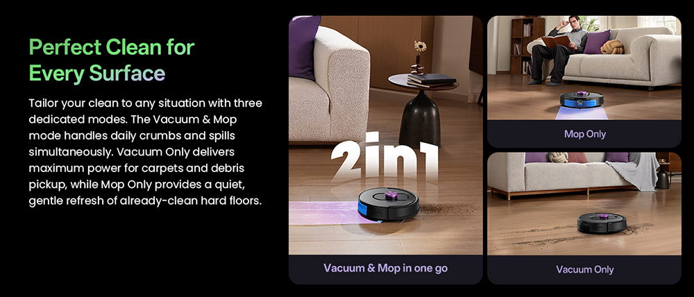 Aspirateur robot Vactidy W15, aspiration puissante de 10 000 Pa, navigation LiDAR à 360°, station de vidage automatique sans sac de 4 L, batterie de 3 200 mAh, autonomie de 180 minutes, nettoyage 3 en 1 (aspiration, balayage et lavage), 5 cartes mémorisables, commande par application et commande vocale
