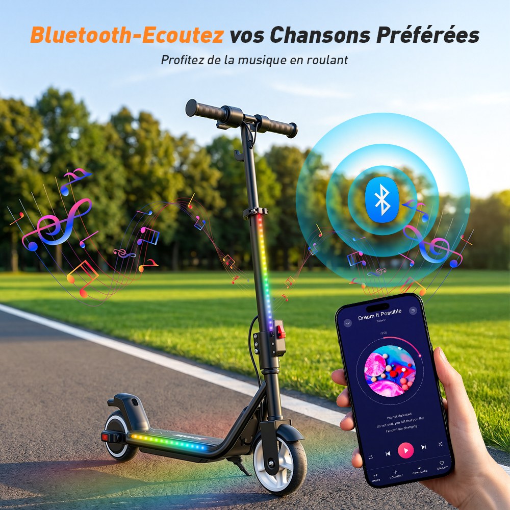 iScooter iK3Max Trottinette électrique pour enfants, moteur 200W, batterie 21.6V 4.5Ah, pneus pleins de 6.5