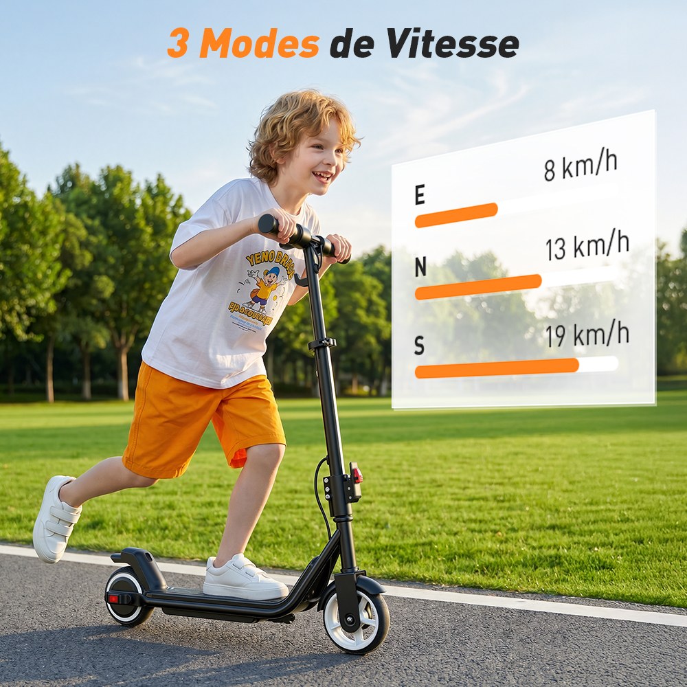 iScooter iK3Max Trottinette électrique pour enfants, moteur 200W, batterie 21.6V 4.5Ah, pneus pleins de 6.5