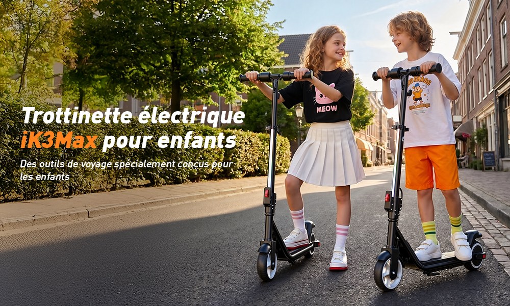iScooter iK3Max Trottinette électrique pour enfants, moteur 200W, batterie 21.6V 4.5Ah, pneus pleins de 6.5