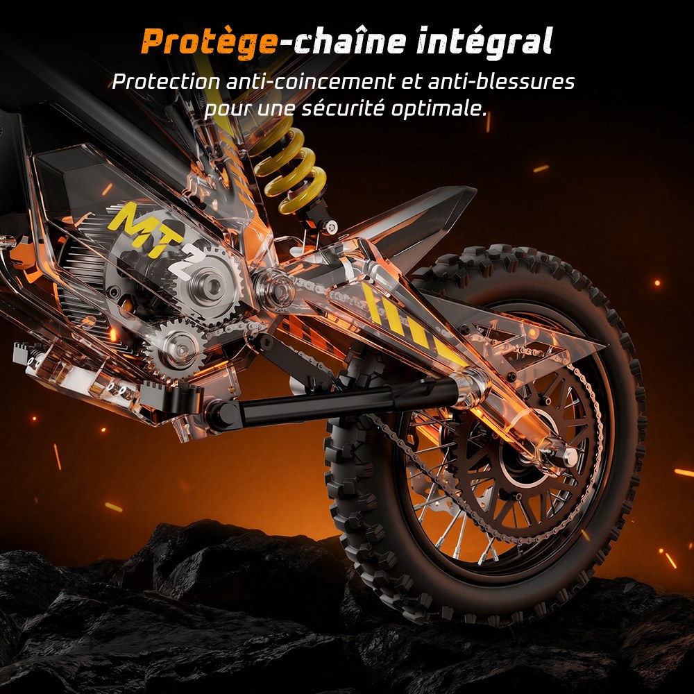 MT2 Moto Électrique, Puissance de Pointe 3000W, Batterie Amovible 48V 22,5Ah, Couple de 220Nm, Vitesse Max. 60km/h, Autonomie Jusqu'à 72km, Freins à Disque Hydrauliques, Suspension Hydraulique, Déverrouillage NFC - Jaune
