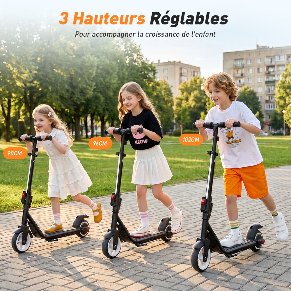 iScooter iK3Max Trottinette électrique pour enfants, moteur 200W, batterie 21.6V 4.5Ah, pneus pleins de 6.5