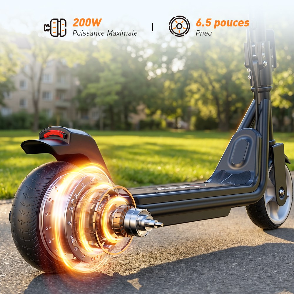 iScooter iK3Max Trottinette électrique pour enfants, moteur 200W, batterie 21.6V 4.5Ah, pneus pleins de 6.5