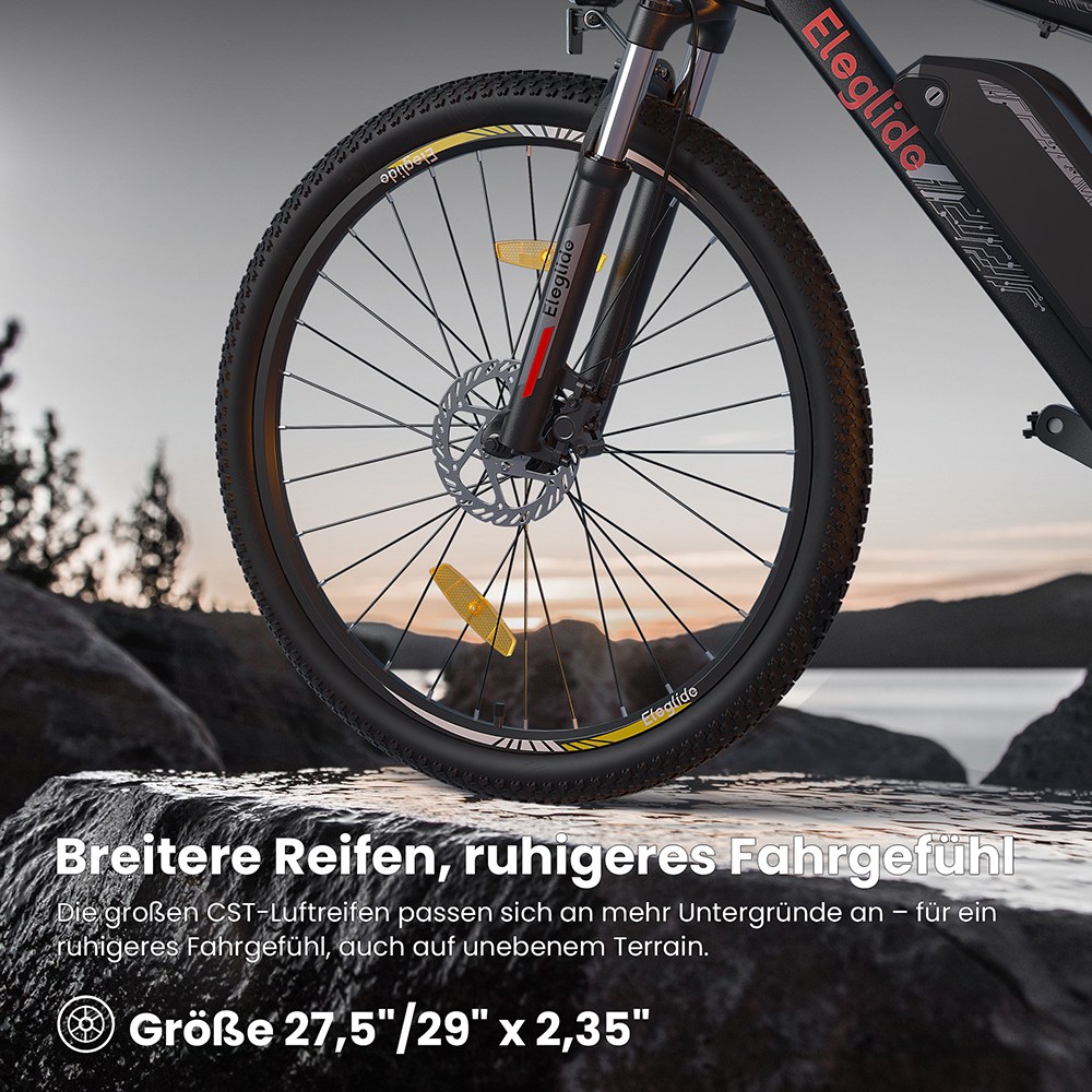 Eleglide Mopride 2 27,5 Zoll Elektro-Moped-Mountainbike, 250-W-Motor, 25 km/h Höchstgeschwindigkeit, 36V 18Ah Akku, bis zu 150 km Reichweite, Shimano 21-Gang-Schaltung, hydraulische Scheibenbremsen, Federgabel – Schwarz