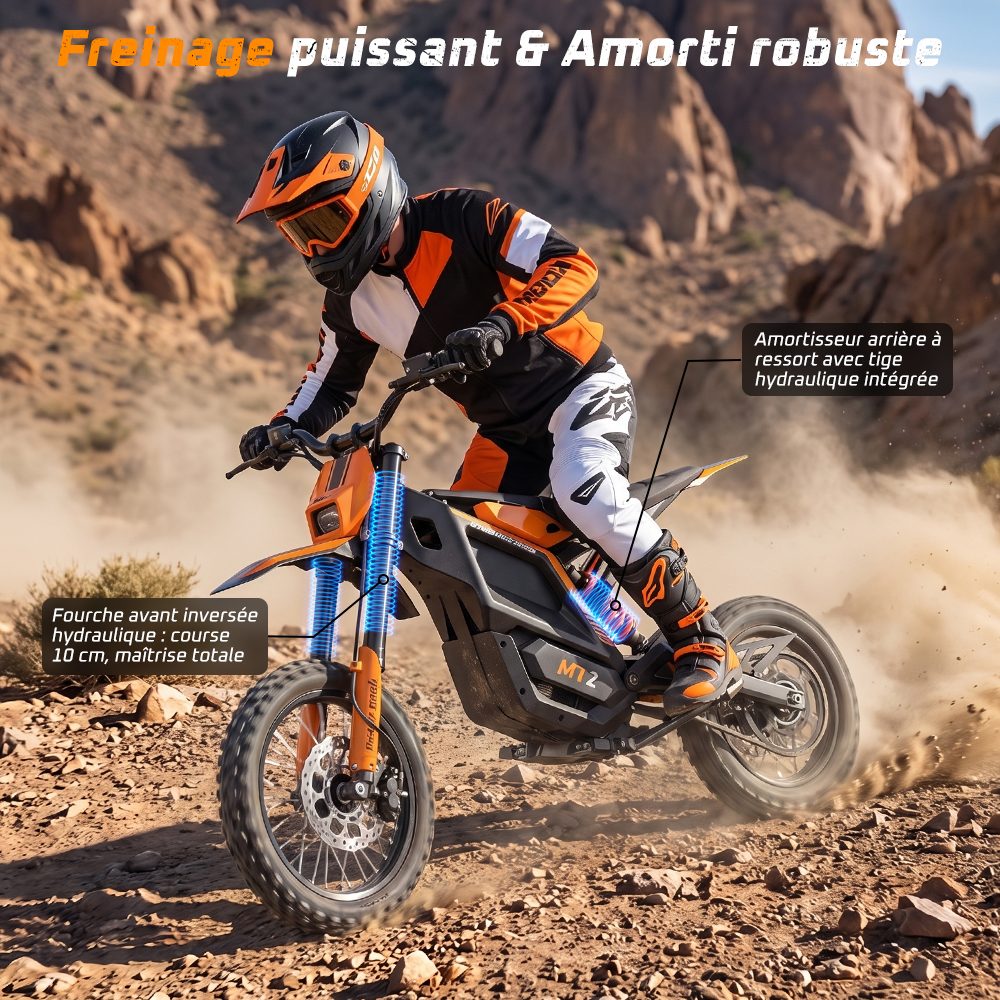 MT2 Moto Électrique, Puissance de Pointe 3000W, Batterie Amovible 48V 22,5Ah, Couple de 220Nm, Vitesse Max. 60km/h, Autonomie Jusqu'à 72km, Freins à Disque Hydrauliques, Suspension Hydraulique, Déverrouillage NFC - Orange