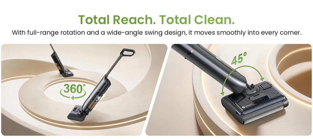 Vactidy X7S Wet & Dry Vacuum Cleaner, 150W Motor, 20kPa Suction, 2600mAh Battery, 40-Min Runtime, 800ml Water Tank, 3 Cleaning Modes, Self-Cleaning System, 180° Flat Reach, Zero-Edge Cleaning