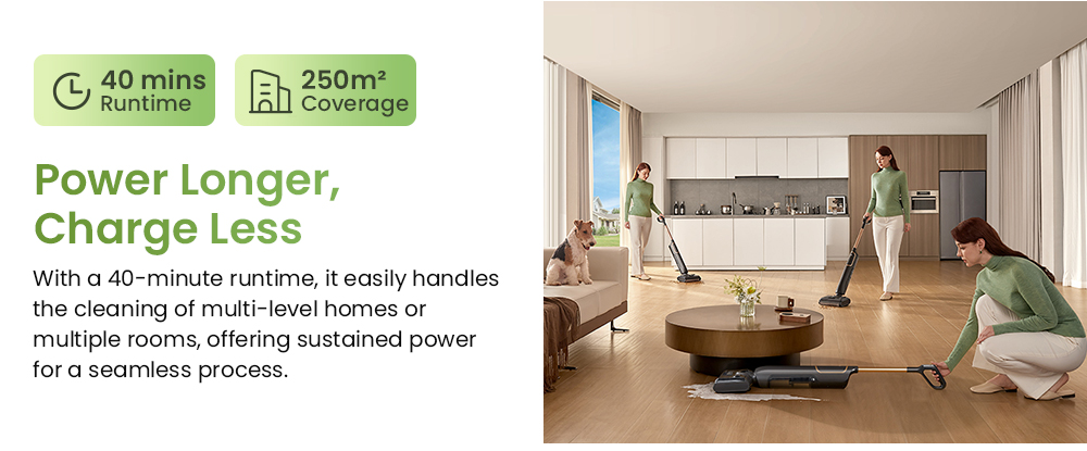 Vactidy X7S Wet & Dry Vacuum Cleaner, 150W Motor, 20kPa Suction, 2600mAh Battery, 40-Min Runtime, 800ml Water Tank, 3 Cleaning Modes, Self-Cleaning System, 180° Flat Reach, Zero-Edge Cleaning