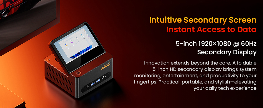 AOOSTAR G-FLIP Mini PC, AMD Ryzen 7 H255 8-Core Up to 4.9GHz Processor, Radeon™ 780M Graphics, 24GB DDR5-5600 RAM + 1TB PCIe 4.0 NVMe SSD, Foldable 5