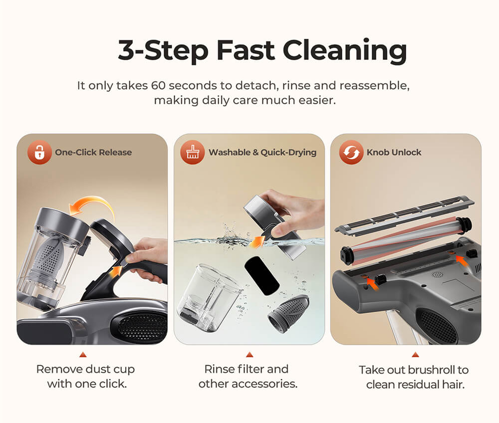JIGOO J300 Pro Smart Mattress Vacuum Cleaner, 550W Motor, 48,000RPM Tapping Frequency, 14kPa Strong Suction, Dual-Cup Filtration, UV Sterilization, 60°C Hot Air, 0.5L Dust Cup, Dust Mite Detection