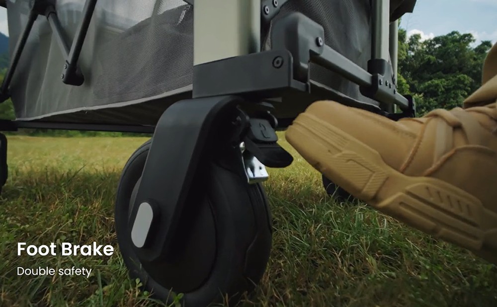 Chariot électrique télécommandé LITEFAR Orion, moteur silencieux de 500 W intégré au moyeu, capacité de chargement de 150 L, roues tout-terrain en caoutchouc plein de 7,5 pouces avec freins, batterie de 24 000 mAh, autonomie de 12 km, marche avant et arrière, châssis pliable en aluminium – Noir