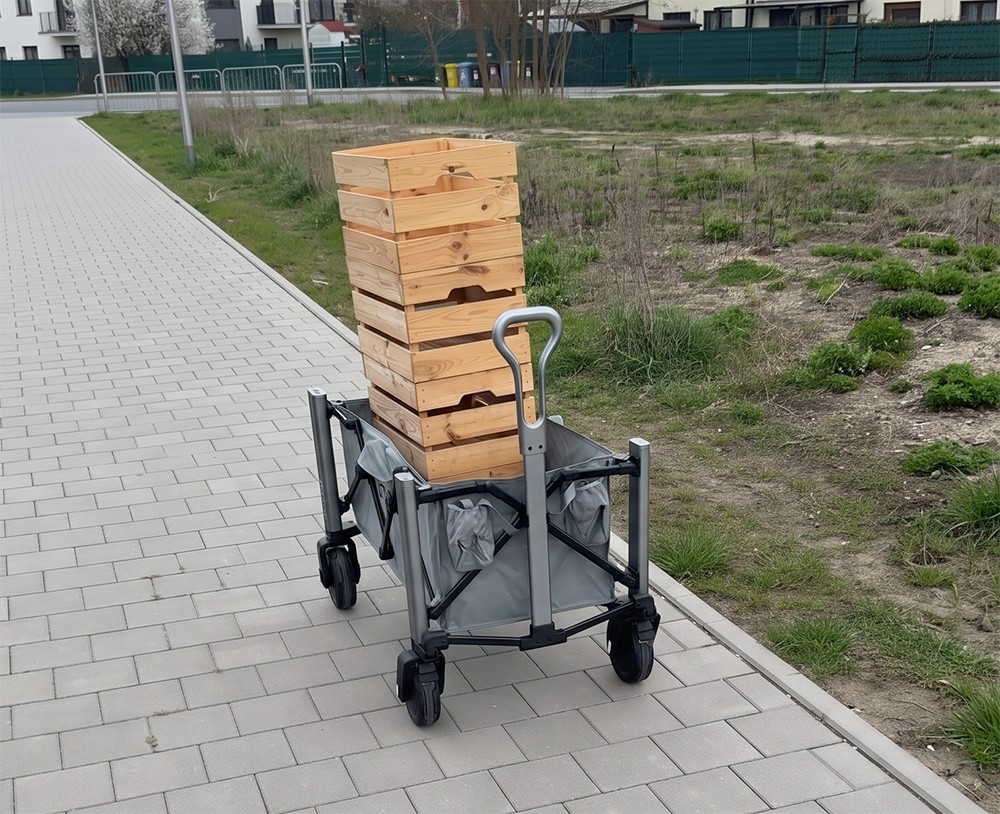 Chariot électrique télécommandé LITEFAR Orion, moteur silencieux de 500 W intégré au moyeu, capacité de chargement de 150 L, roues tout-terrain en caoutchouc plein de 7,5 pouces avec freins, batterie de 24 000 mAh, autonomie de 12 km, marche avant et arrière, châssis pliable en aluminium – Noir