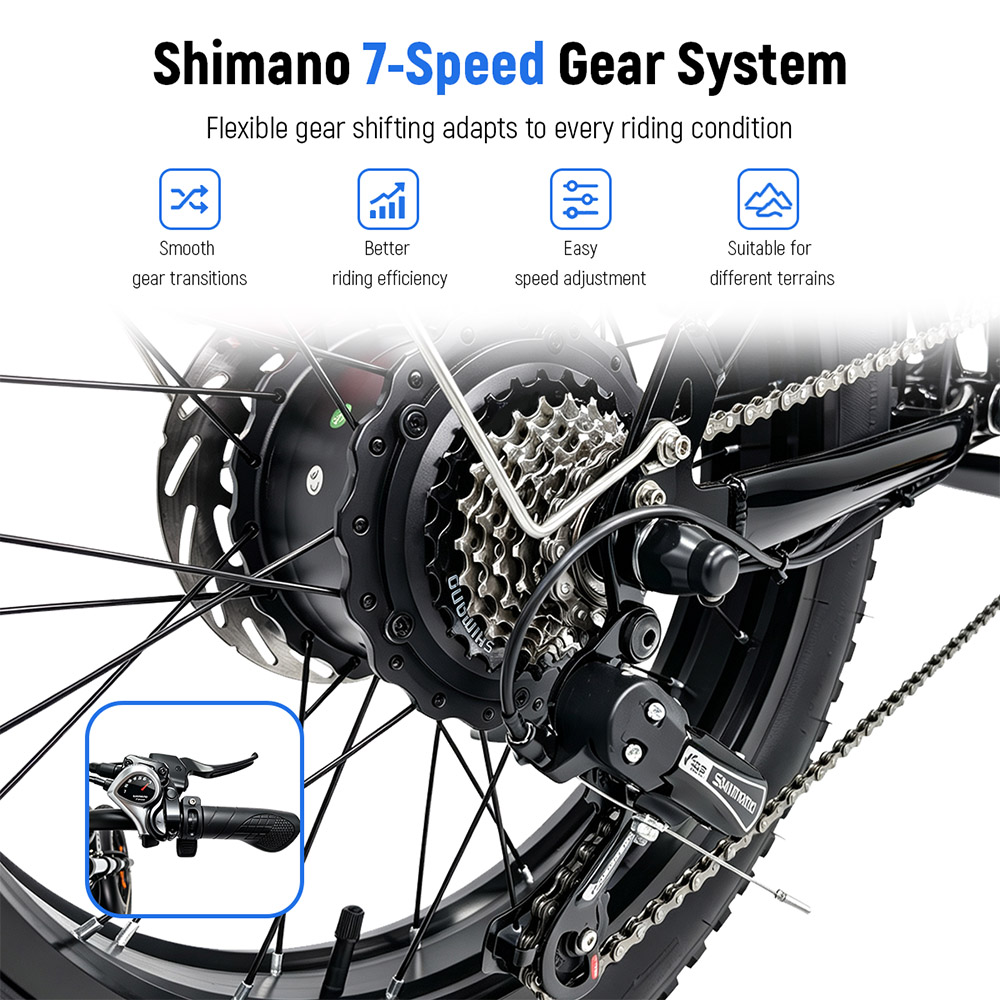 LOOKROAD L20 Elektrofahrrad, 1500-W-Motor, herausnehmbarer 48-V-20-Ah-Akku, 55 km/h Höchstgeschwindigkeit, 130 km Reichweite, 20-Zoll-Fatbike-Reifen, Shimano 7-Gang-Schaltung, Dual-Federung, hydraulische Scheibenbremsen, LCD-Display, Retro-Design