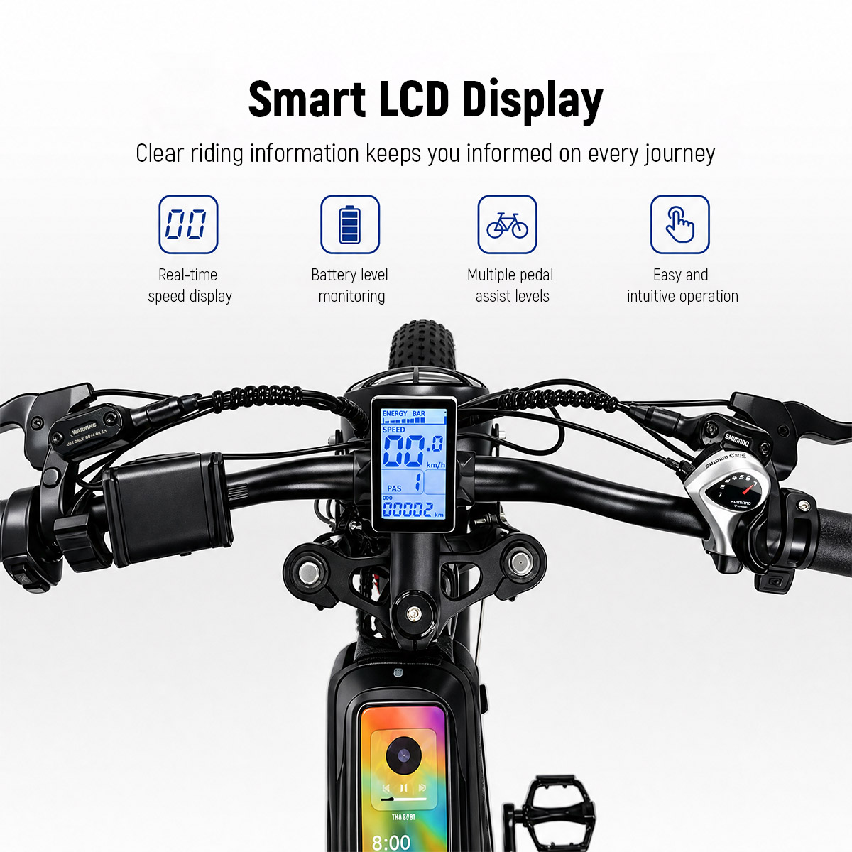 LOOKROAD L20 Elektrofahrrad, 1500-W-Motor, herausnehmbarer 48-V-20-Ah-Akku, 55 km/h Höchstgeschwindigkeit, 130 km Reichweite, 20-Zoll-Fatbike-Reifen, Shimano 7-Gang-Schaltung, Dual-Federung, hydraulische Scheibenbremsen, LCD-Display, Retro-Design