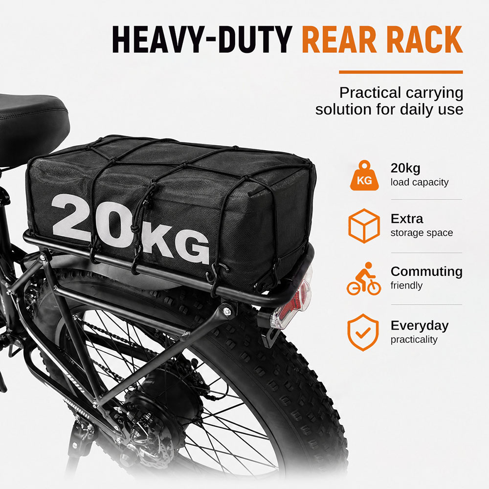 LOOKROAD L26 Faltbares Elektrofahrrad, 1000-W-Hinterradnabenmotor, herausnehmbarer 48-V-15-Ah-Akku, 60 km/h Höchstgeschwindigkeit, 90 km Reichweite, 26×4,0-Fatbike-Reifen, LCD-Display und Gepäckträger, Shimano 21-Gang-Schaltung, Vollfederung