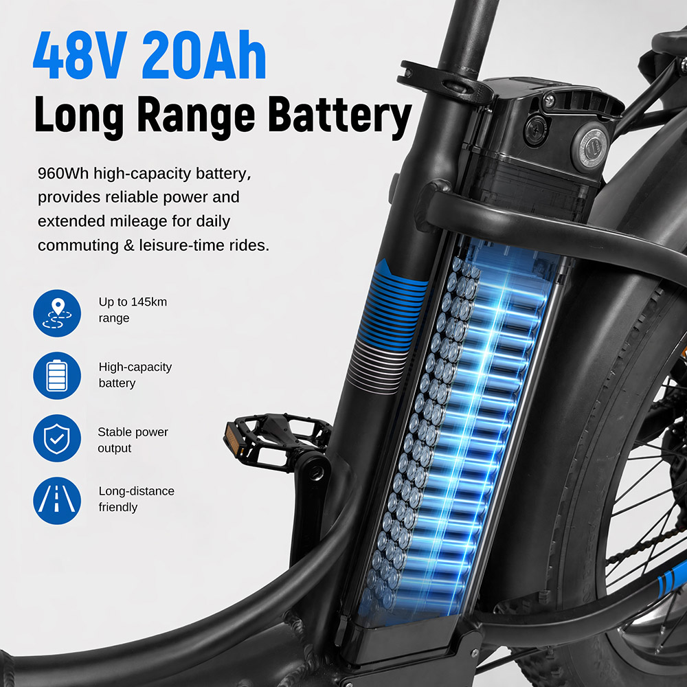 LOOKROAD L26 MIN Elektrofahrrad, 1500-W-Motor, 48-V-20-Ah-Akku, 55 km/h Höchstgeschwindigkeit, 145 km Reichweite, 26-Zoll-Reifen, Shimano 7-Gang-Schaltung, Steigfähigkeit bis 40°, Farb-LCD-Display, mechanische Scheibenbremsen, Frontkorb und Gepäckträger