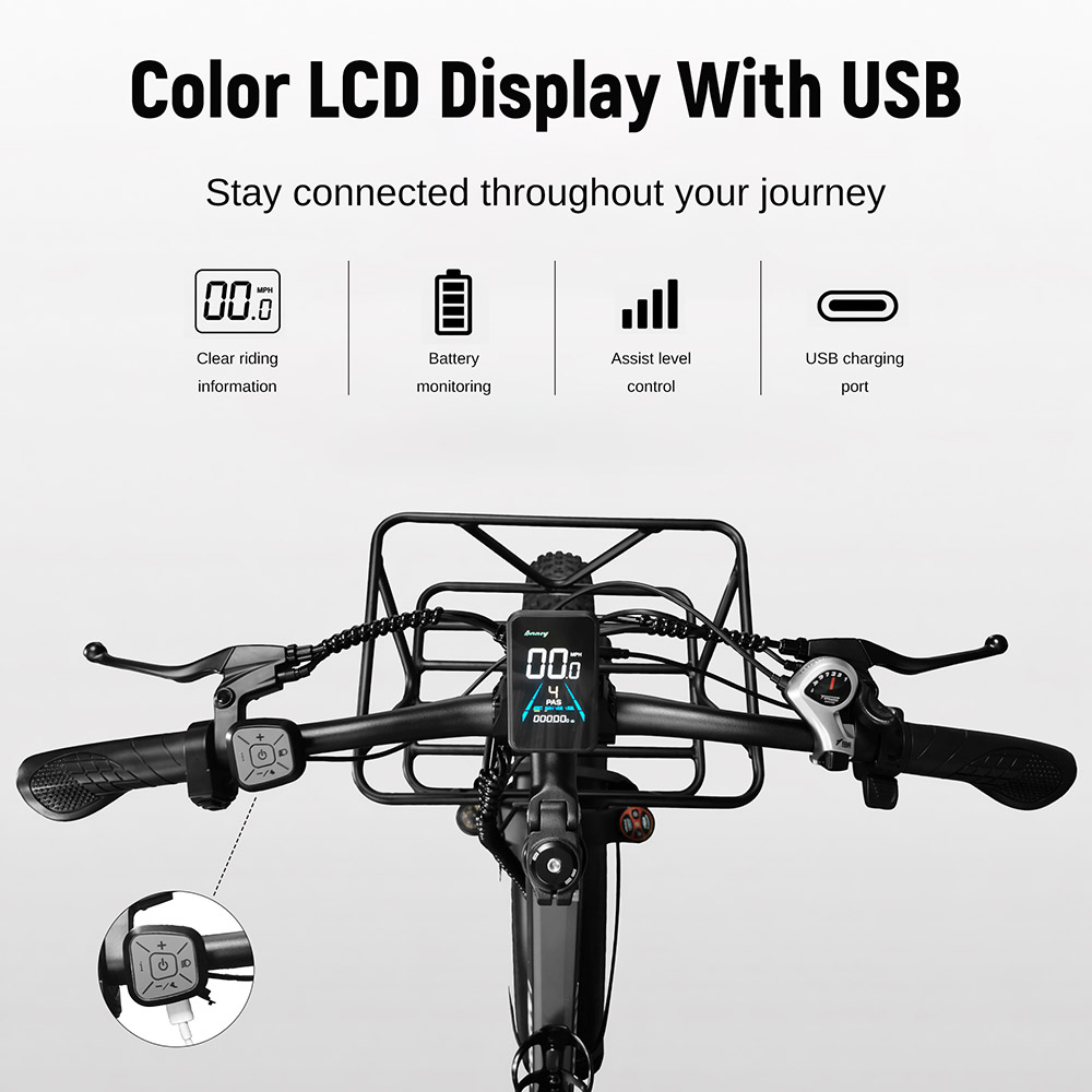 LOOKROAD L26 MIN Elektrofahrrad, 1500-W-Motor, 48-V-20-Ah-Akku, 55 km/h Höchstgeschwindigkeit, 145 km Reichweite, 26-Zoll-Reifen, Shimano 7-Gang-Schaltung, Steigfähigkeit bis 40°, Farb-LCD-Display, mechanische Scheibenbremsen, Frontkorb und Gepäckträger