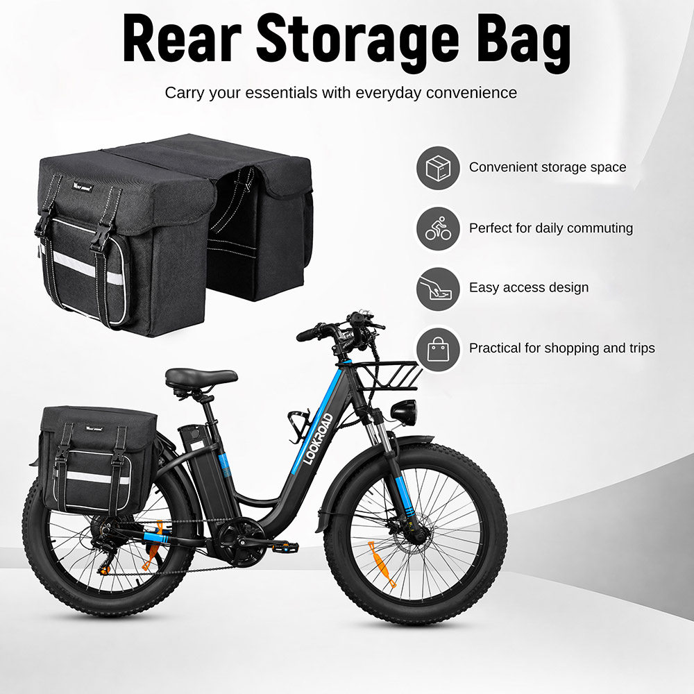 LOOKROAD L26 MIN Elektrofahrrad, 1500-W-Motor, 48-V-20-Ah-Akku, 55 km/h Höchstgeschwindigkeit, 145 km Reichweite, 26-Zoll-Reifen, Shimano 7-Gang-Schaltung, Steigfähigkeit bis 40°, Farb-LCD-Display, mechanische Scheibenbremsen, Frontkorb und Gepäckträger