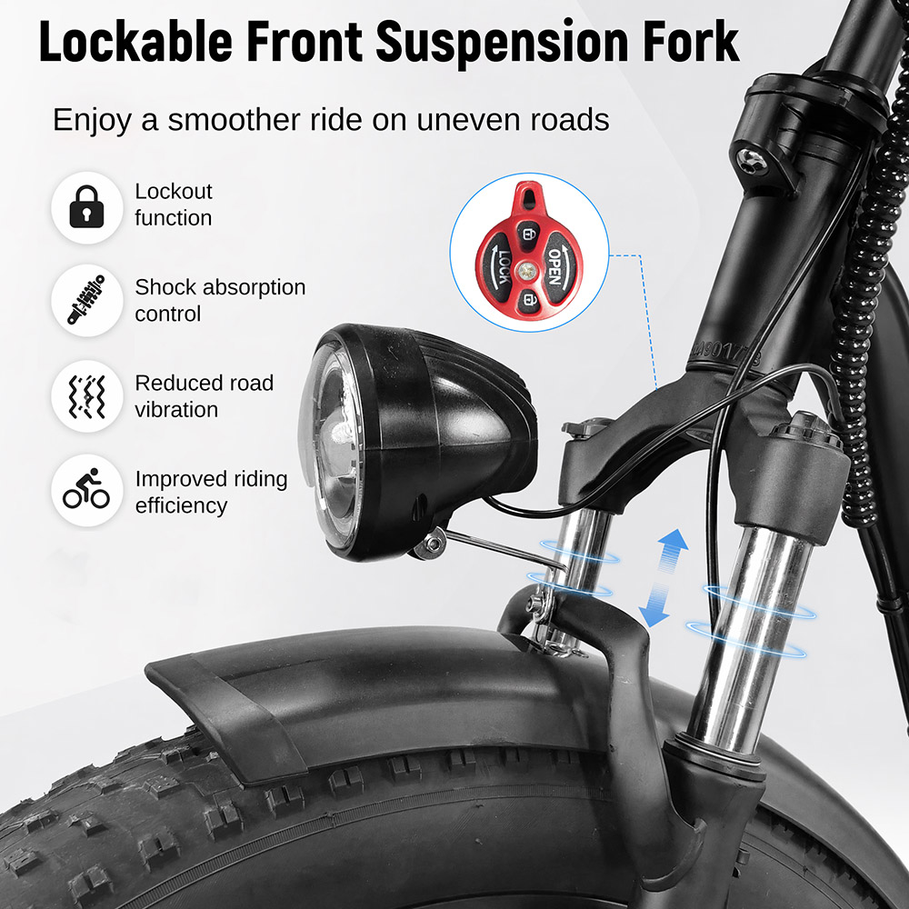 LOOKROAD L26 MIN Elektrofahrrad, 1500-W-Motor, 48-V-20-Ah-Akku, 55 km/h Höchstgeschwindigkeit, 145 km Reichweite, 26-Zoll-Reifen, Shimano 7-Gang-Schaltung, Steigfähigkeit bis 40°, Farb-LCD-Display, mechanische Scheibenbremsen, Frontkorb und Gepäckträger