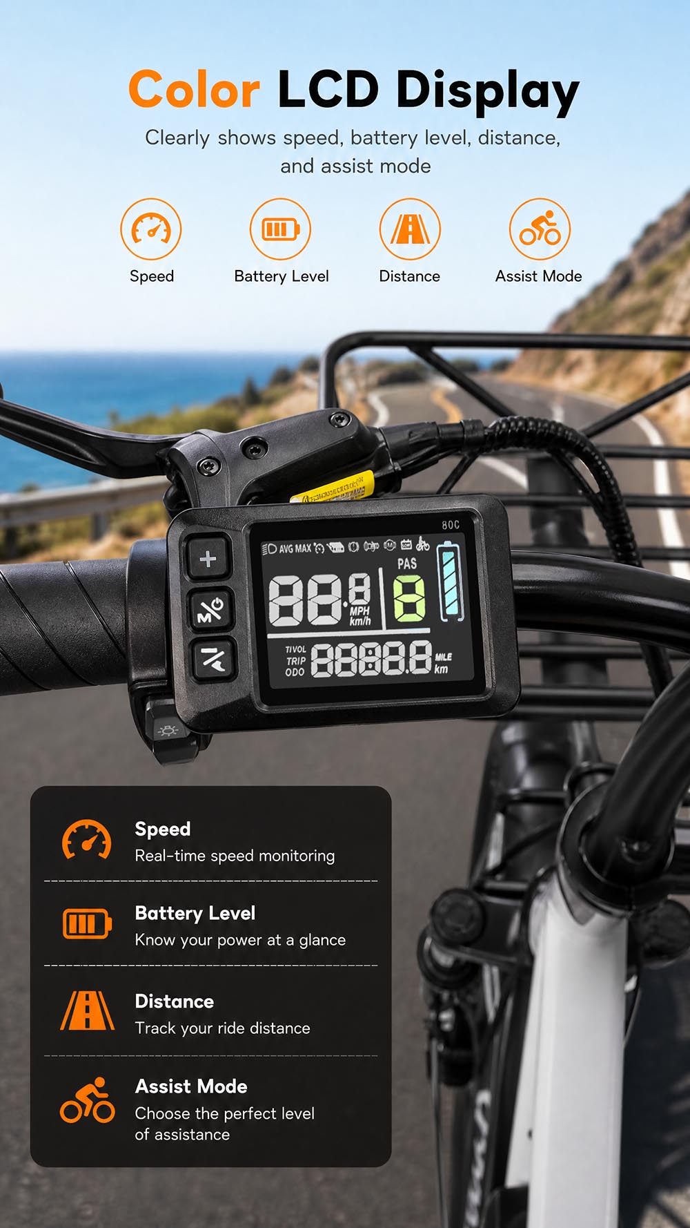 Vélo électrique LOOKROAD L28 MIN, moteur 500 W, vitesse maximale 35 km/h, batterie 36 V 18 Ah, autonomie 120 km, pneus 28 x 2,0 pouces, transmission Shimano 7 vitesses, capacité de franchissement de pentes jusqu'à 25°, freins à disque mécaniques avant et arrière - Gris