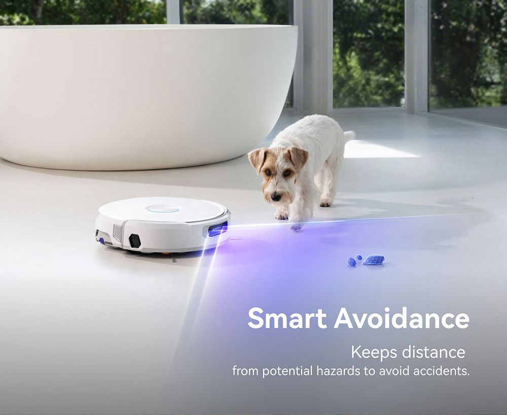 Refurbished Narwal Flow Robot Vacuum Cleaner 22000Pa Hyper Suction, Real-Time Self-Cleaning, AI-Powered Obstacle Avoidance, Ideal for Pet Hair and Hard Floor - White