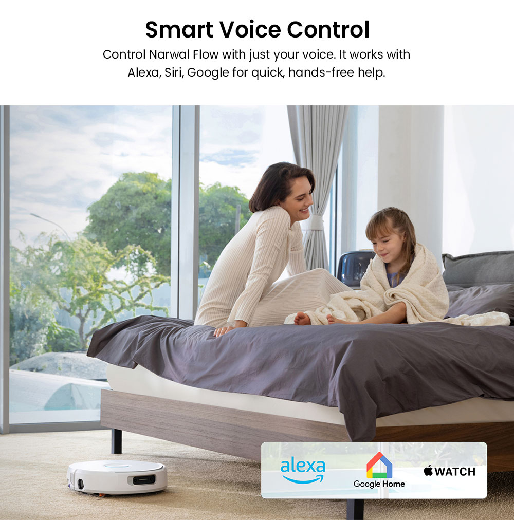 Refurbished Narwal Flow Robot Vacuum Cleaner 22000Pa Hyper Suction, Real-Time Self-Cleaning, AI-Powered Obstacle Avoidance, Ideal for Pet Hair and Hard Floor - White