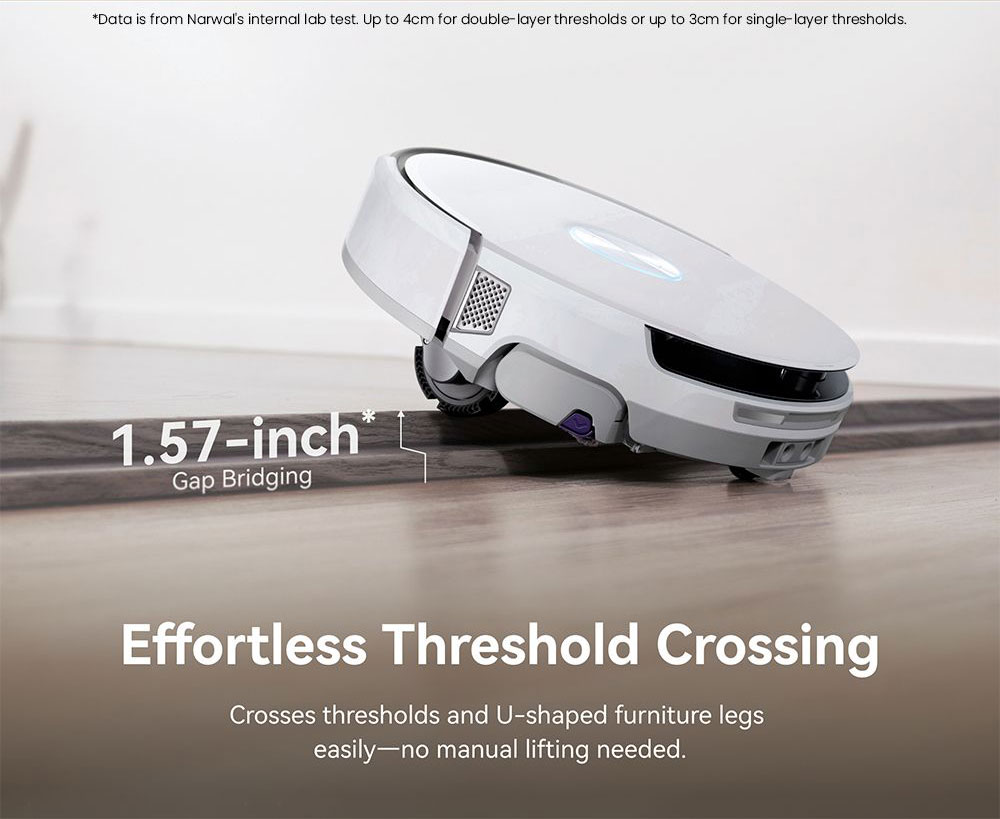 Refurbished Narwal Flow Robot Vacuum Cleaner 22000Pa Hyper Suction, Real-Time Self-Cleaning, AI-Powered Obstacle Avoidance, Ideal for Pet Hair and Hard Floor - White