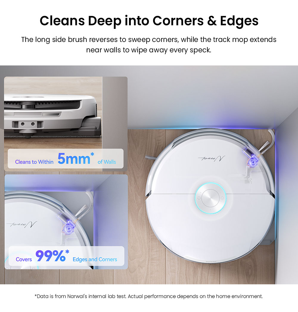 Refurbished Narwal Flow Robot Vacuum Cleaner 22000Pa Hyper Suction, Real-Time Self-Cleaning, AI-Powered Obstacle Avoidance, Ideal for Pet Hair and Hard Floor - White