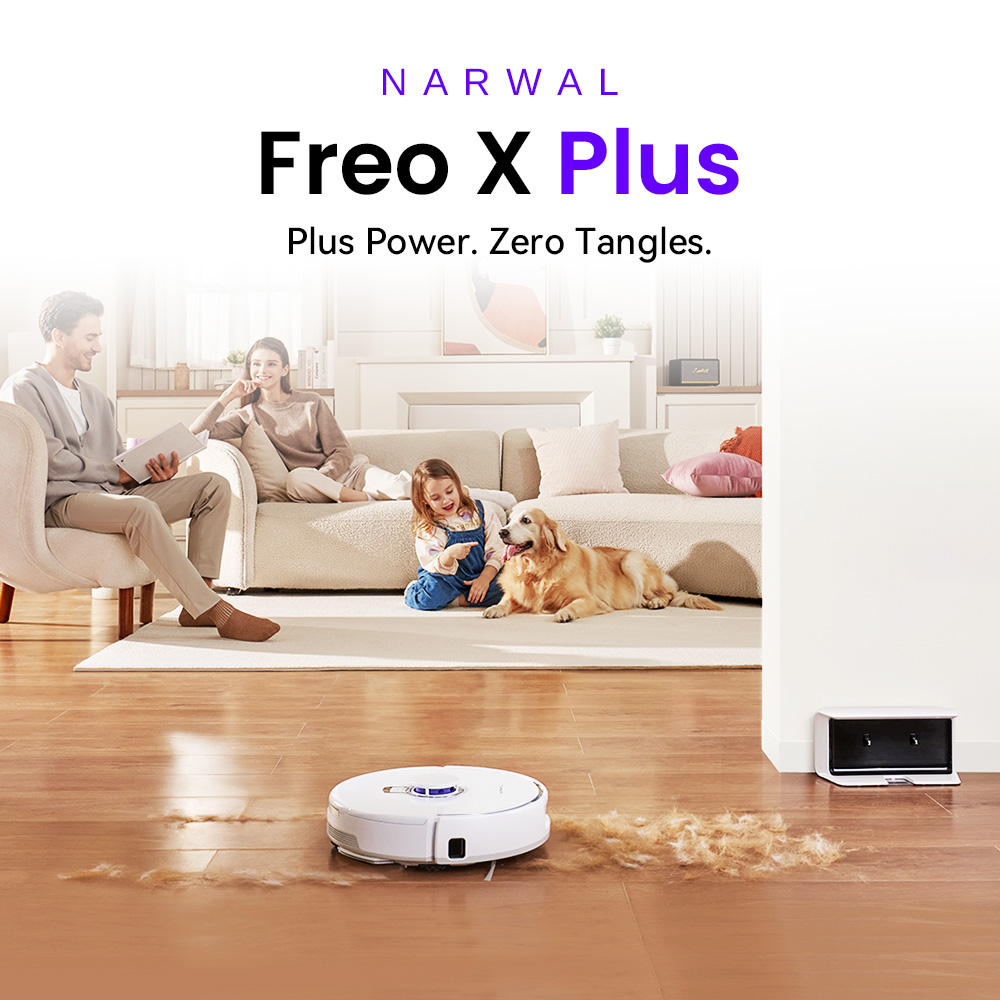 Refurbished Narwal Freo X Plus Robot Vacuum Cleaner, 7800Pa Suction, 210min Runtime, Tri-Laser Structured Light, Zero-Tangling Floating Brush, 1L Dust Bin, 280ml Water Tank