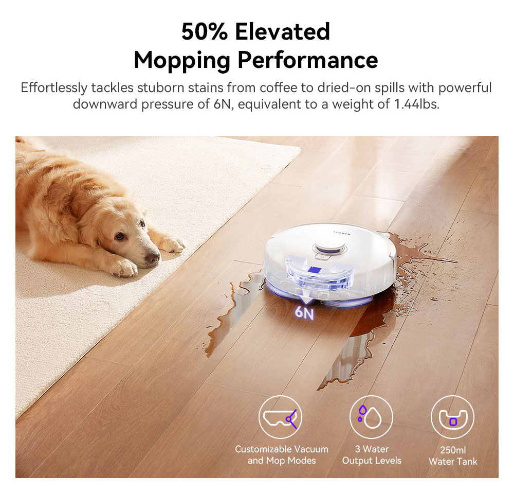 Refurbished Narwal Freo X Plus Robot Vacuum Cleaner, 7800Pa Suction, 210min Runtime, Tri-Laser Structured Light, Zero-Tangling Floating Brush, 1L Dust Bin, 280ml Water Tank