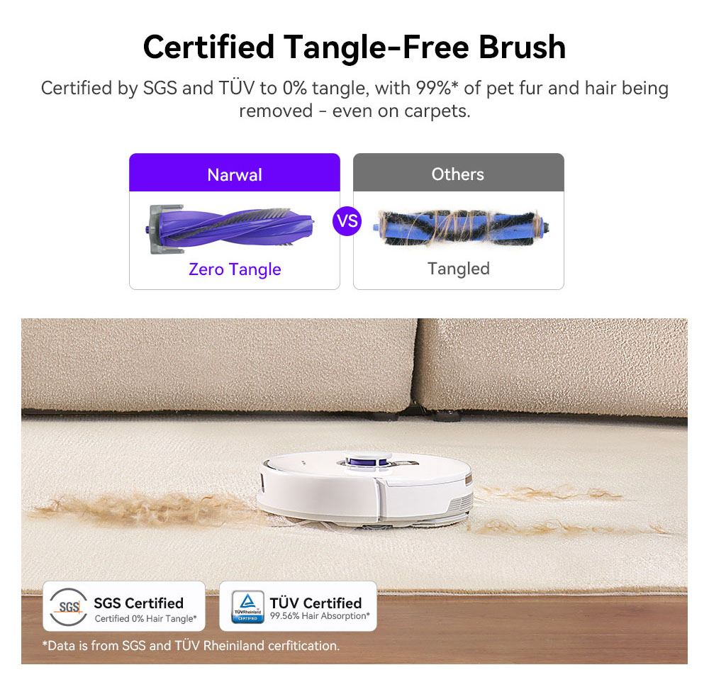 Refurbished Narwal Freo X Plus Robot Vacuum Cleaner, 7800Pa Suction, 210min Runtime, Tri-Laser Structured Light, Zero-Tangling Floating Brush, 1L Dust Bin, 280ml Water Tank