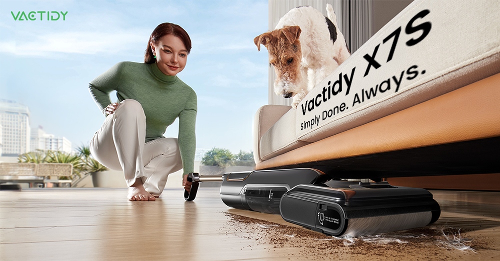 Vactidy X7S Wet & Dry Vacuum Cleaner, 150W Motor, 20kPa Suction, 2600mAh Battery, 40-Min Runtime, 800ml Water Tank, 3 Cleaning Modes, Self-Cleaning System, 180° Flat Reach, Zero-Edge Cleaning