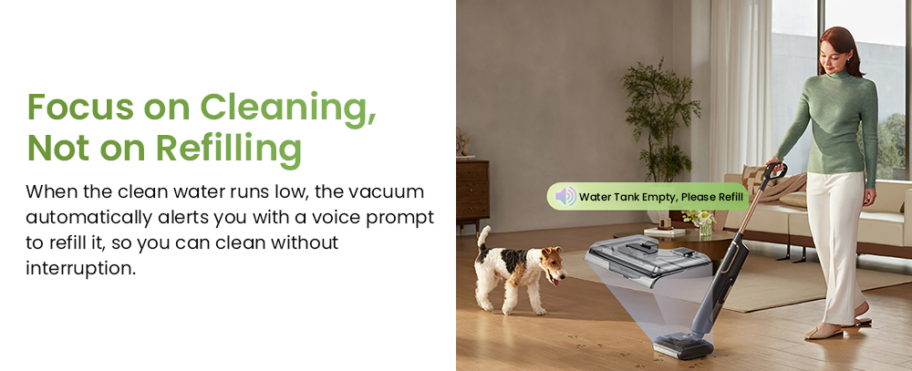 Vactidy X7S Wet & Dry Vacuum Cleaner, 150W Motor, 20kPa Suction, 2600mAh Battery, 40-Min Runtime, 800ml Water Tank, 3 Cleaning Modes, Self-Cleaning System, 180° Flat Reach, Zero-Edge Cleaning