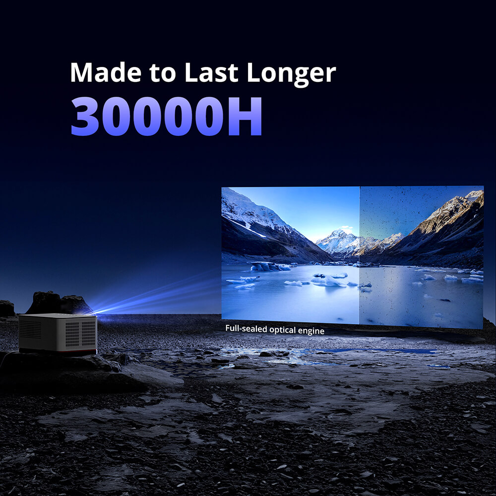 Refurbished ETOE Whale Pro 1800 ANSI Projector, Native 1080P, 4K Decoding, WideVine L1, Auto Focus & Auto Keystone Correction, 2*10W Stereo Speakers, Dual-Band Wi-Fi