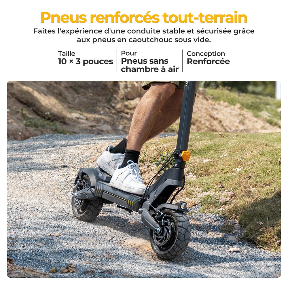 Ausom L2 Trottinette Électrique à Double Moteur, 1600W (800W×2), Vitesse Max. 55km/h, Autonomie 70km, Batterie 48V 15,6Ah, Pneus en Caoutchouc 10×3