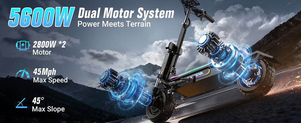 ONECNA GT7 Foldable Electric Scooter, Dual 2800W Motors, 60V 27Ah Battery, 45MPH Top Speed, 89km Range, 11-Inch Off-Road Fat Tires, 45° Climbing Angle, Dual Suspension, Dual Oil Brakes, App Control, 150 kg Max Load