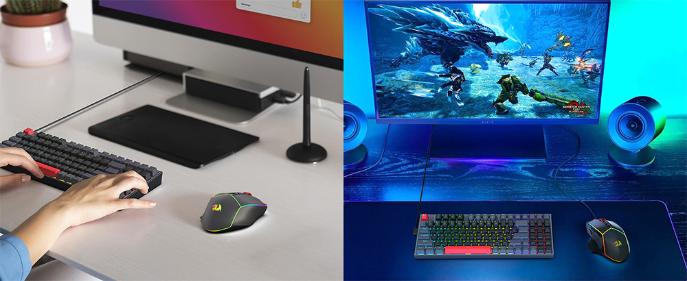 Refurbished Redragon M814RGB-PRO Dual-Mode Gaming Mouse, 2.4GHz Wireless & USB-C Wired, 8000 DPI, 9 Programmable Buttons + Rapid Fire, RGB Backlight